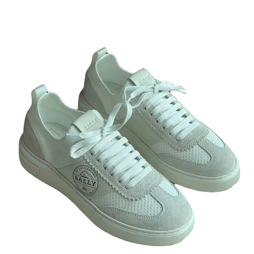 全新未使用 BALLY/巴利 新款羊绒飞织拼牛皮低帮运动休闲板鞋