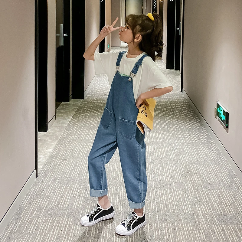 亲子装女童背带牛仔裤韩版2025新款中大童洋气小女孩网红裤子时尚