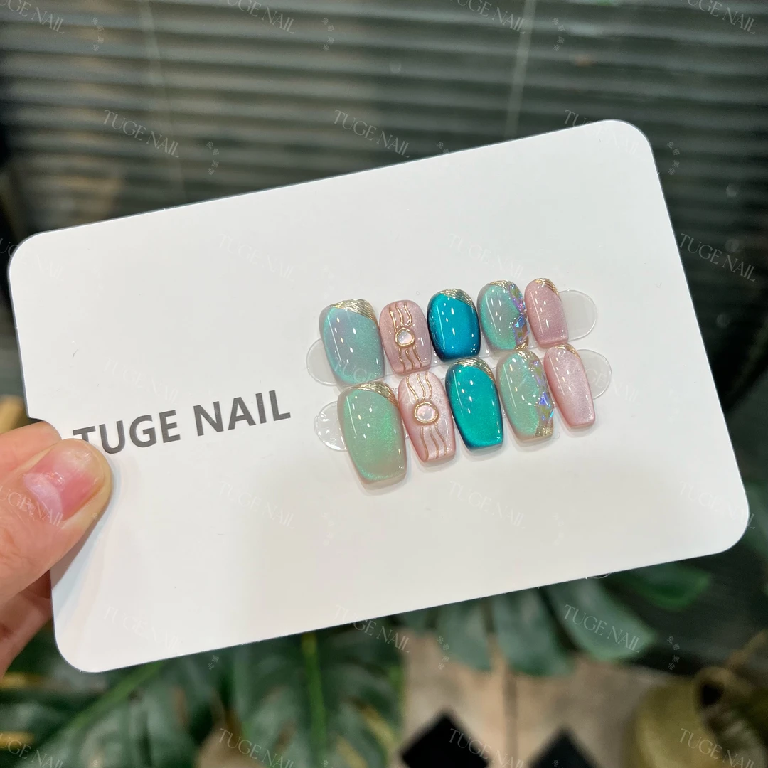TugeNail“达芬奇（夏季清透版）”四色猫眼极光钻轻奢美甲穿戴甲TGLI