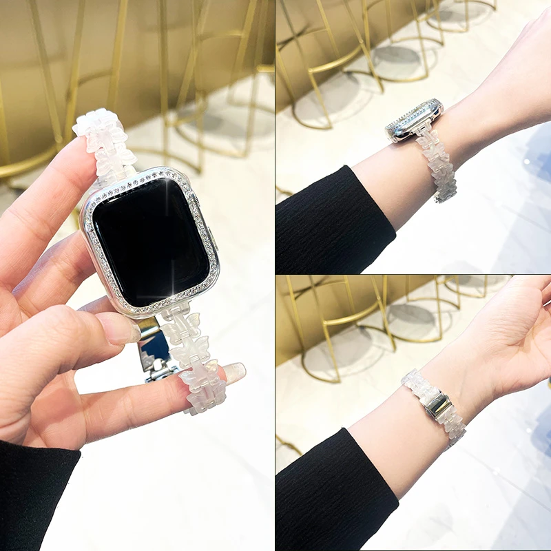 Dolah小清新蝴蝶树脂表带适用Applewatch3456789代SE iwatch  24