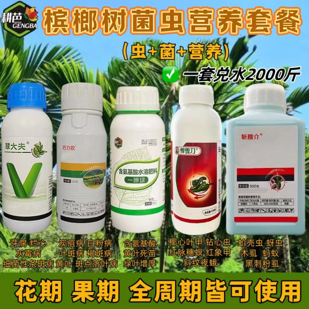 槟榔套餐一整套菌虫营养组合芽腐烂心椰心甲虫黄叶叶斑正品肥料