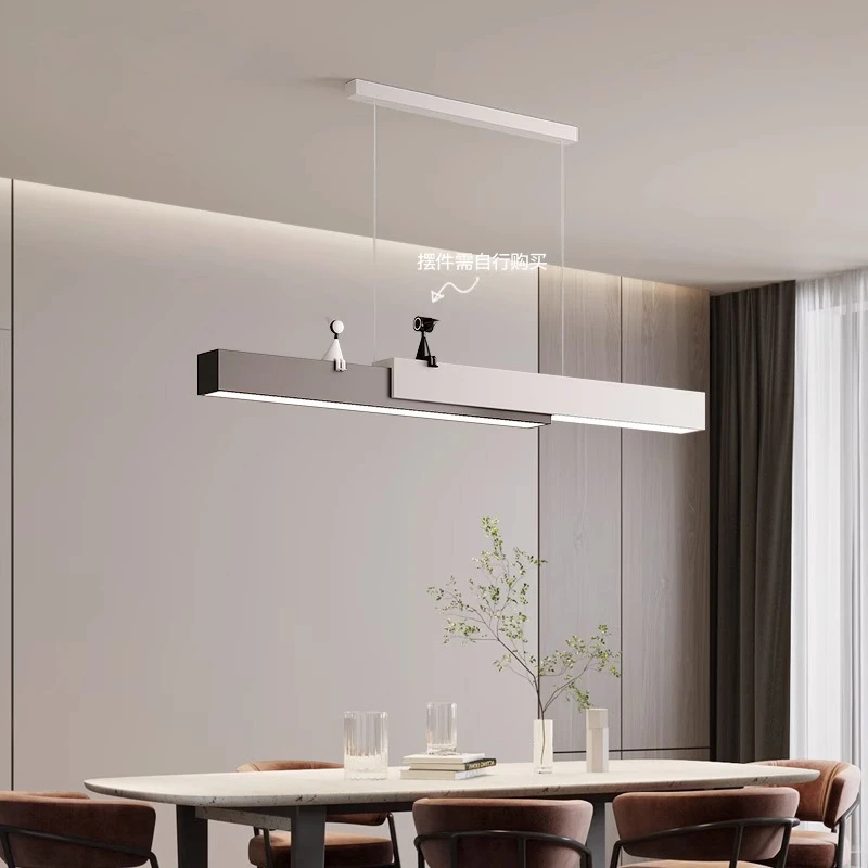 餐厅吊灯现代简约极简大气一字长条灯智能护眼全光谱餐桌中山灯具
