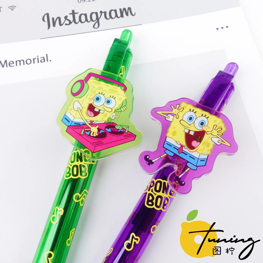 日本太阳星sunstar海绵宝宝限定联名款圆珠笔异形笔夹