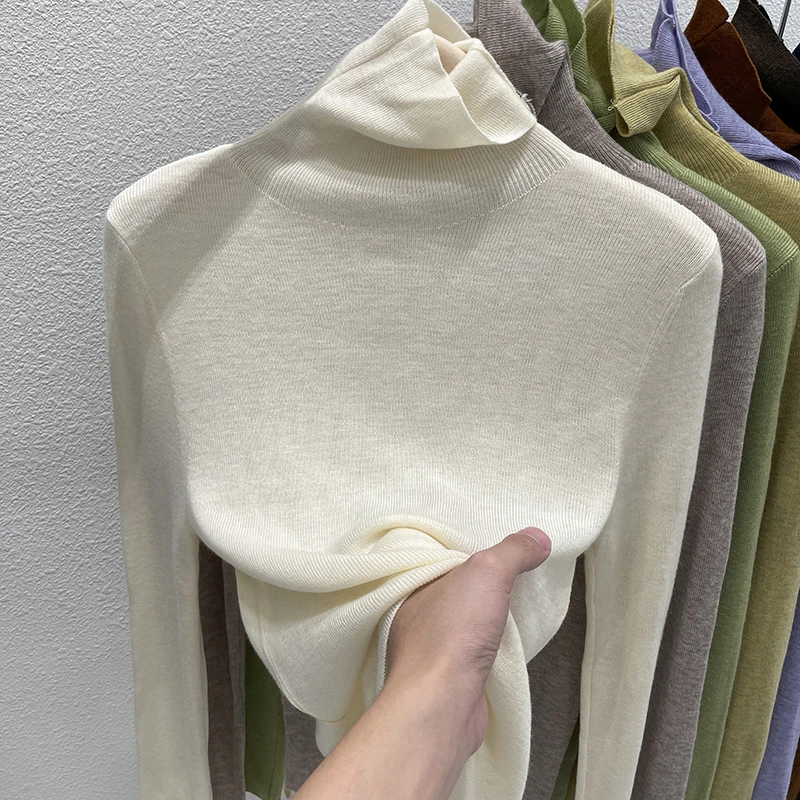 高领针织打底上衣女2023新款爆款时尚针织衫秋冬洋气毛衣内搭