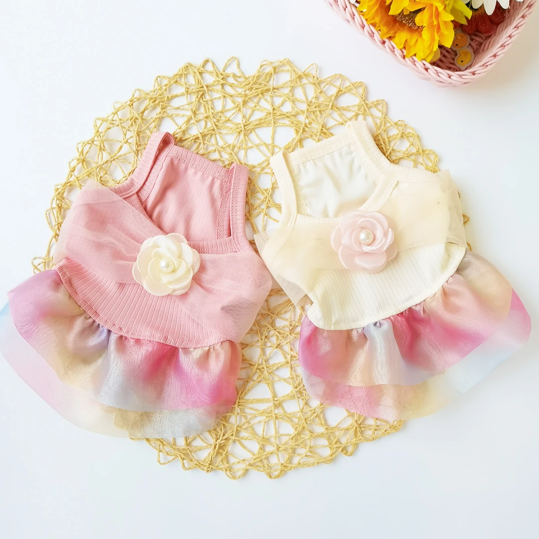 宠物狗狗凉凉衣服小型犬衣服春夏季CQ855梦幻渐变吊带纱裙