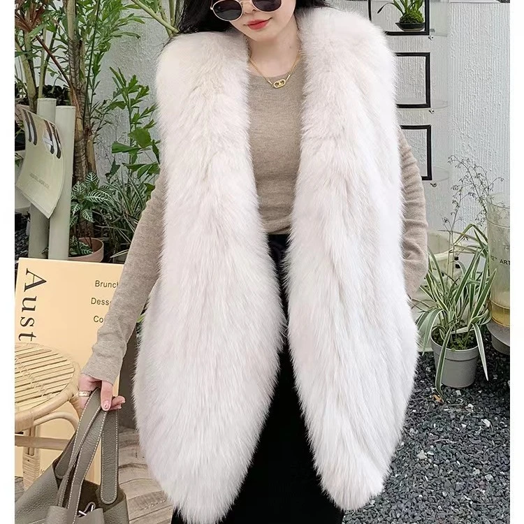 2023网红秋冬新款进口狐狸毛双面编织马甲女短款气质外套显瘦背心