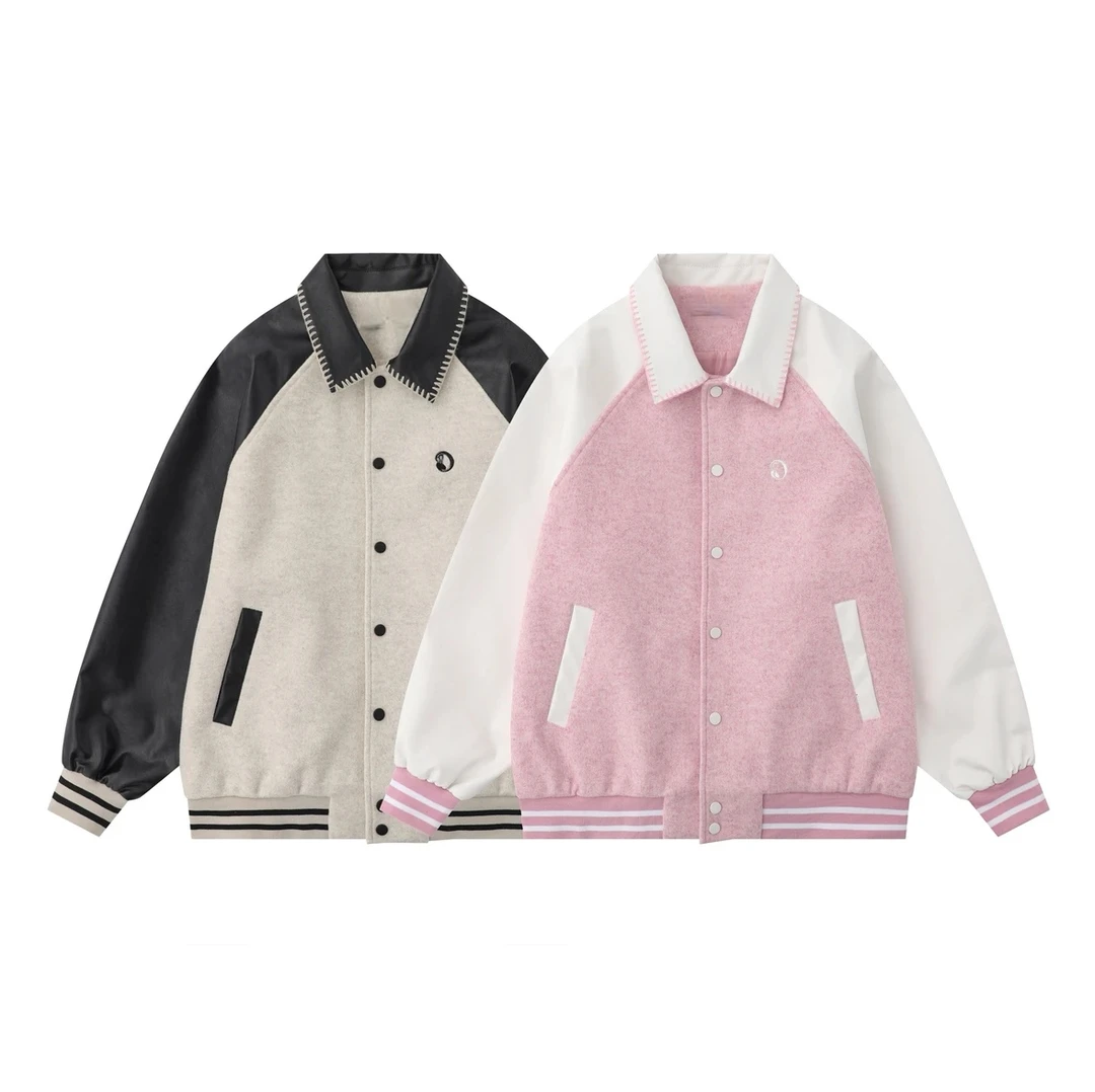 【旺小贝】新款美式复古撞色拼接棒球服休闲百搭情侣同款潮流外套