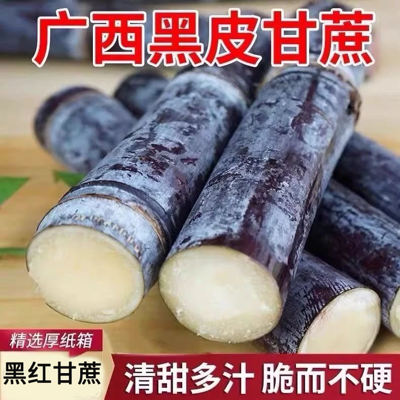 黑皮甘蔗新鲜当季整箱水果甜杆果红干蔗5清甜多汁广西特产小甘蔗