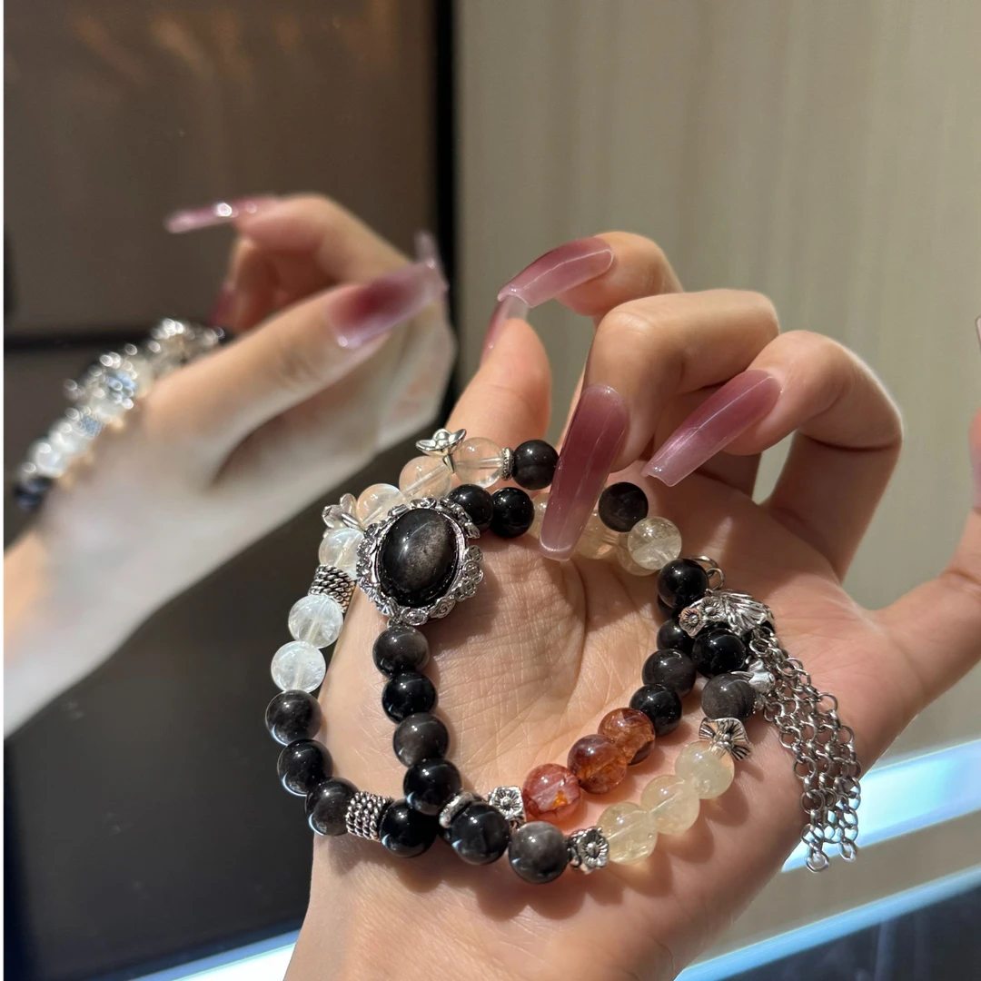 FIVE WALK原创设计品牌“守护”天然黄水晶胶花银曜多圈高级灰多圈