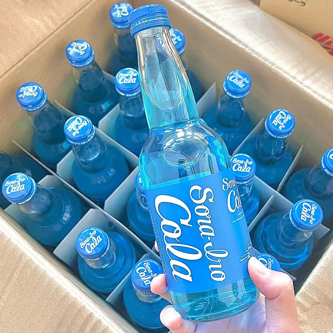 日本进口齐藤蓝可乐限定收藏版蓝色可乐玻璃瓶装海盐味碳酸饮料