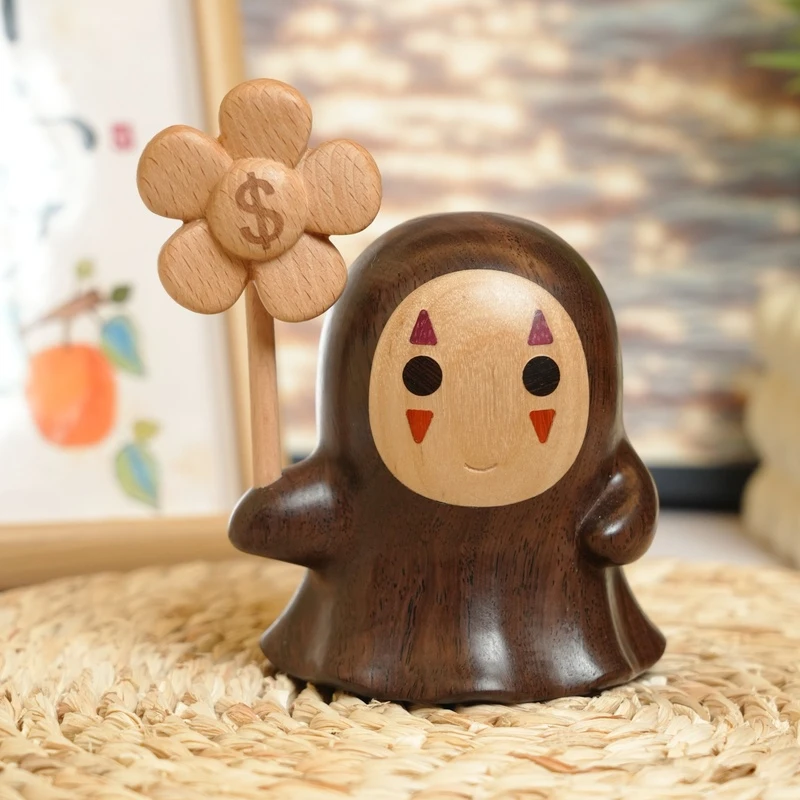 直播福利微瑕实木无脸男摆件宫崎骏动漫Q版手工木质桌面创意礼物