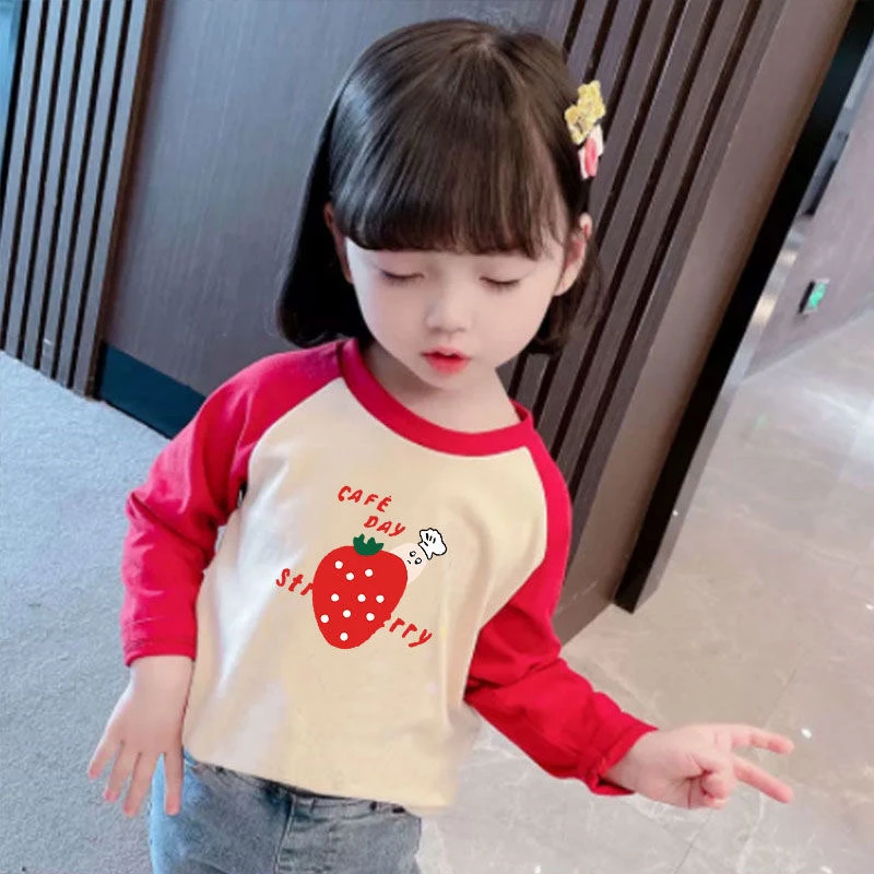 2023新款女童洋气T恤春秋童装儿童上衣可爱女宝宝纯棉长袖打底衫