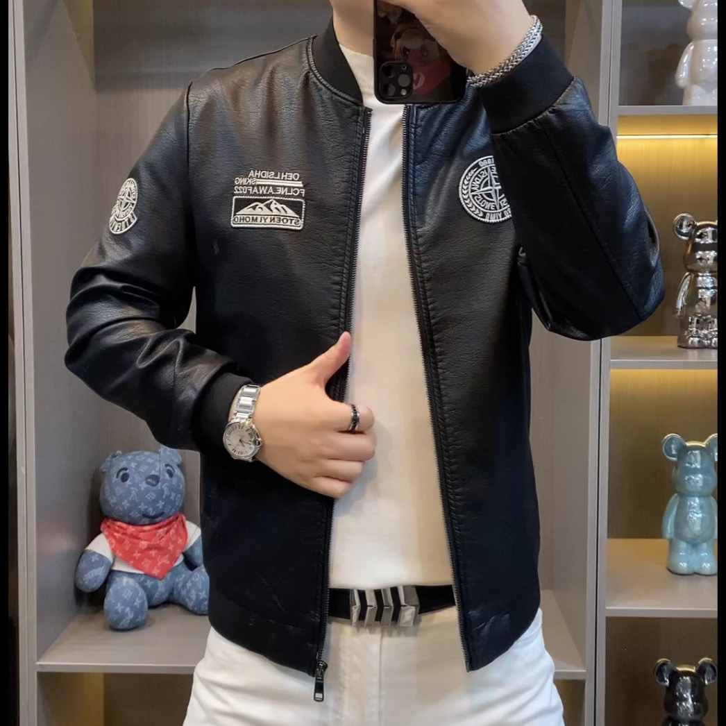 新款男士高品质精品皮衣皮夹克 时尚潮流百搭皮衣外套高端定制L87