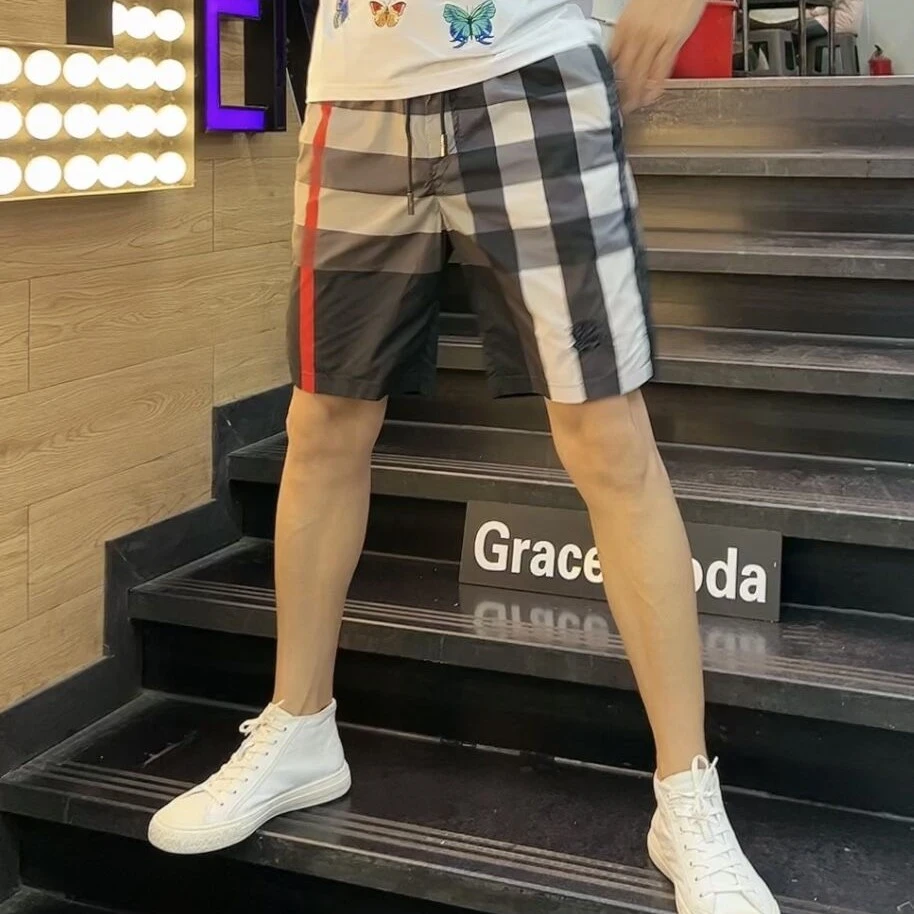 新款夏季男士经典百搭格子短裤时尚休闲速干裤高品质潮流五分裤R9