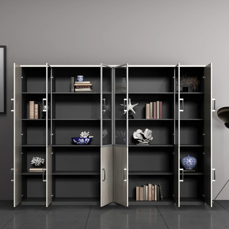 办公室文件柜书柜板式背景柜玻璃门带锁储物资料柜抽屉档案柜子