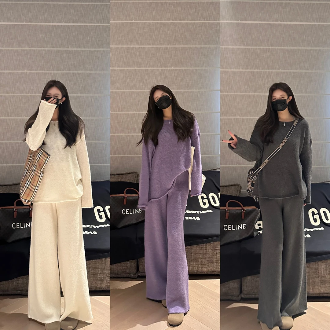 【不费力慵懒】毛衣 套装（上衣+裤子）