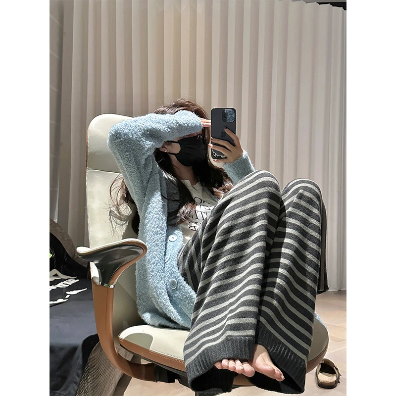 【暖秋线谱】条纹 针织裤