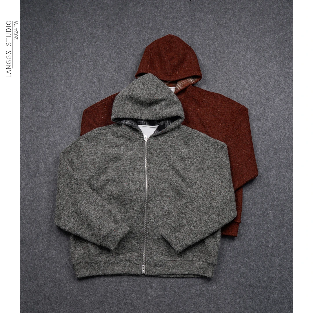 LANGGS&鸣谷 星空starry sky幻彩提纱廓形拉链外套 -FW44111