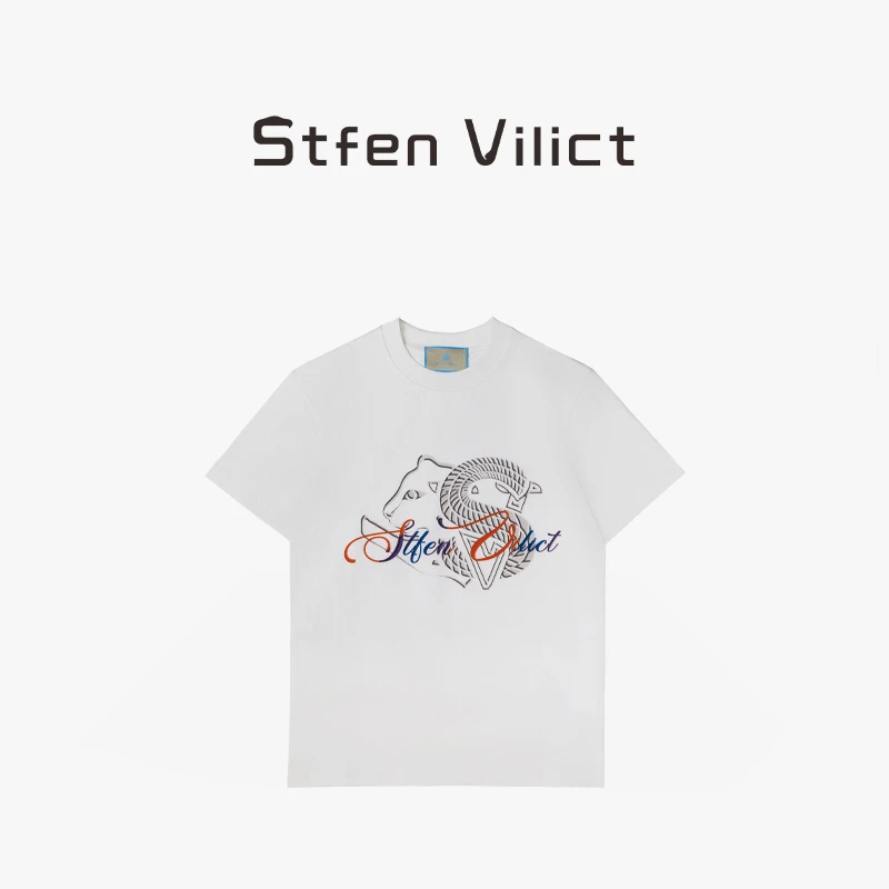 威廉史蒂芬新款品牌标印花纯棉短袖T恤男女同款