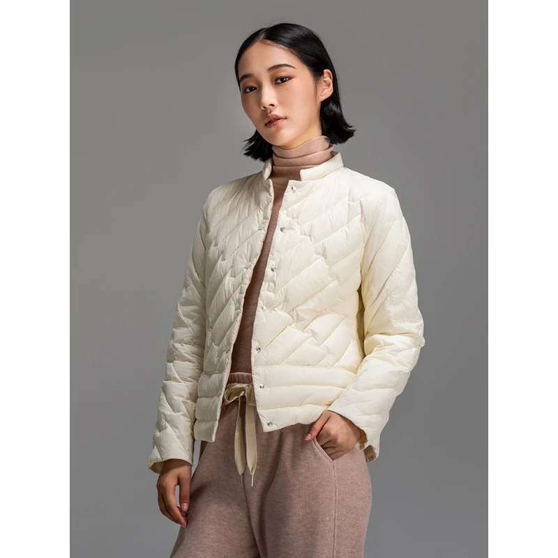 中和休闲宽松羽绒服女士冬款2023纯色舒适立领外套内搭B64276681