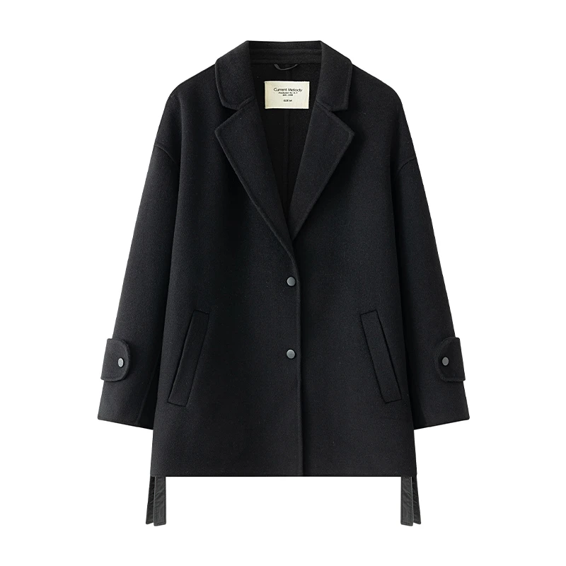 中和休闲毛呢外套女2024冬季新款高级感小个子短款双面呢子大衣