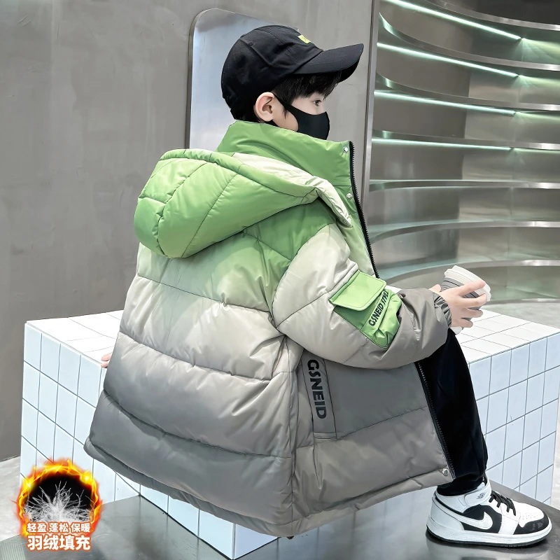 男童羽绒服冬季2023新款洋气韩版儿童装男孩白鸭绒中大童保暖加绒