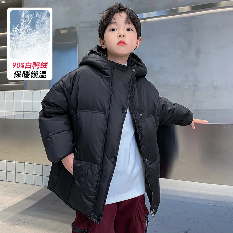 儿童羽绒服冬季2023新款冬款中大童男孩加厚白鸭绒潮款韩版外套帅