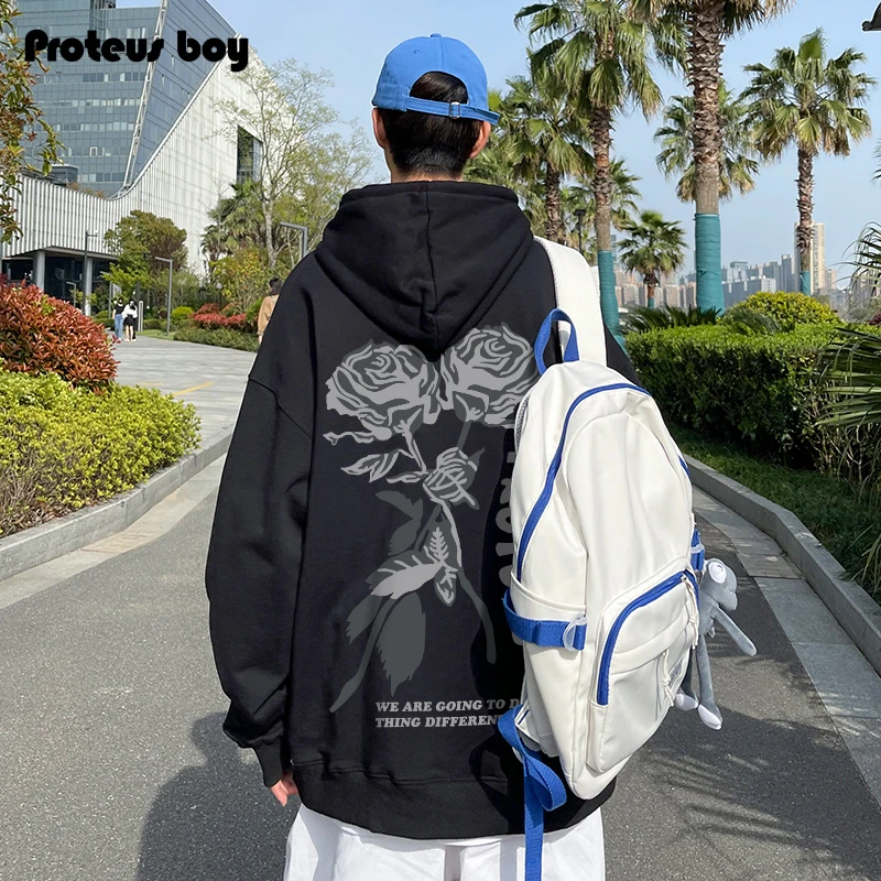 ProteusBoy韩版卫衣男连帽冬季新款男士加绒潮牌衣服宽松长袖春秋