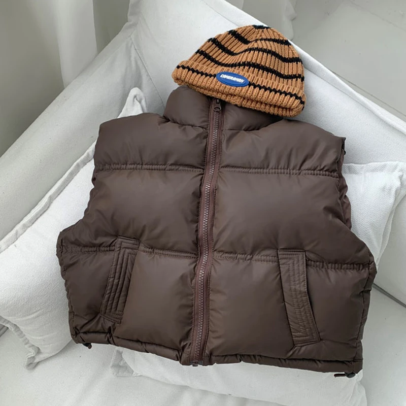 小羊皮儿童马甲新款秋冬季男童女童背心外穿宝宝中大童加厚夹棉