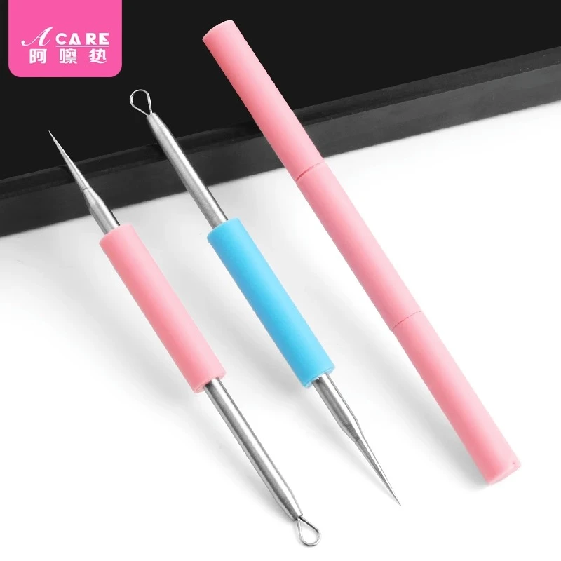 w59暗疮黑头挑痘美容痘痘工具挤青春痘棒家用便携不锈钢粉刺
