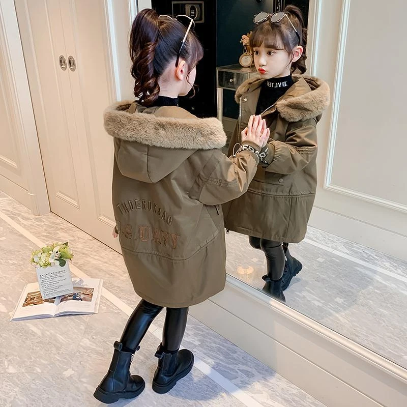 巴拉拉吧女童外套秋冬2023新款洋气儿童棉衣加绒冬装棉服女孩大童