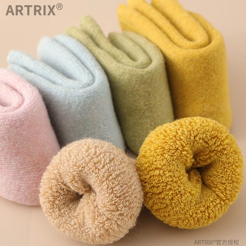 冬季宝宝绵羊毛袜子超级厚男童女宝冬加厚加绒儿童中长筒婴儿特厚