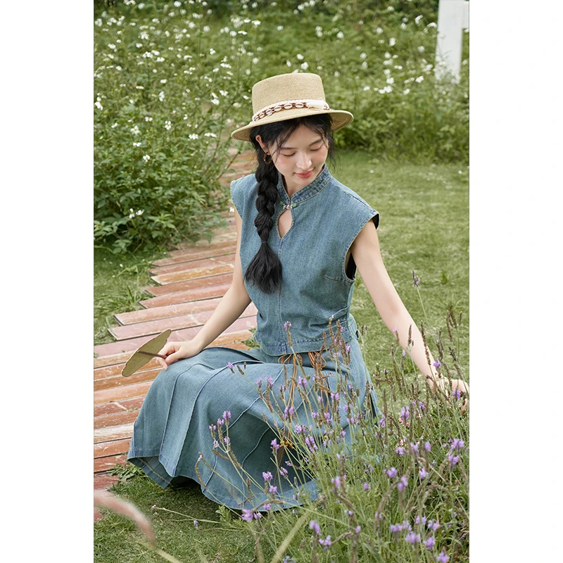 【年中大促】谜秀新中式时尚套装女2024夏装新款别致气质背心