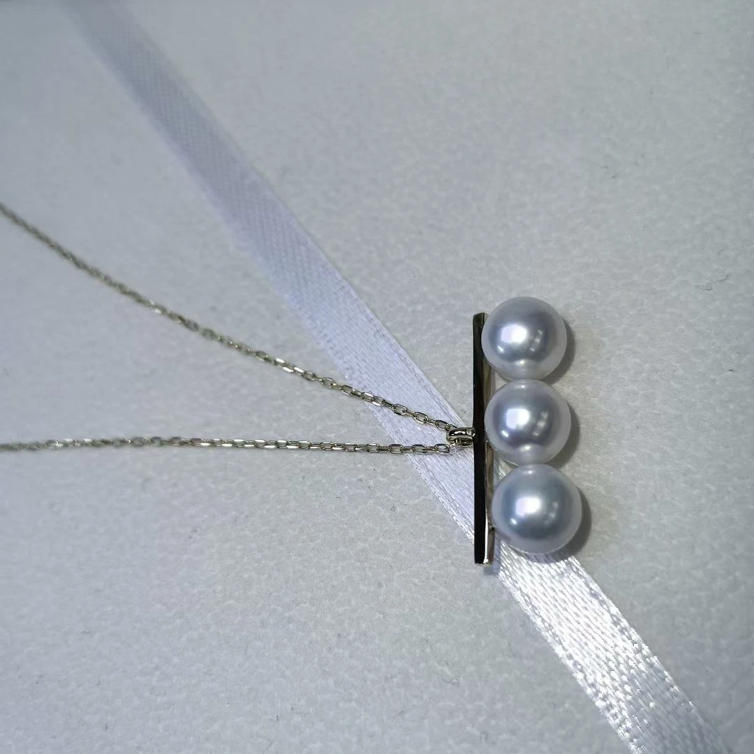 265 平衡木吊坠 18K金 淡水珍珠 小灯泡 吊坠