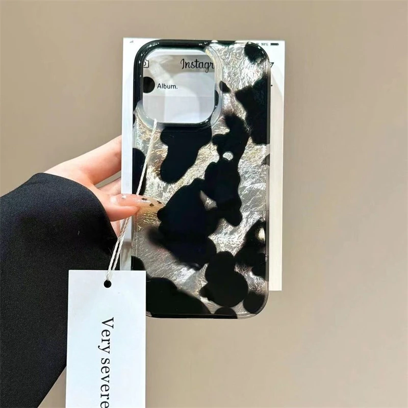 高级感泼墨黑块适用苹果/华为/OPPO/荣耀/VIVO小米全包防摔手机壳