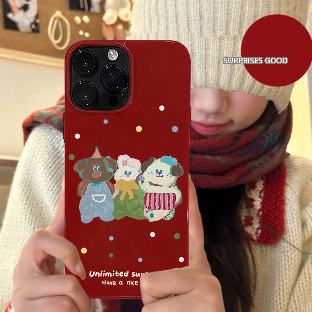 卡通油画兔子适用iPhone15/14ProMax苹果11/12/13手机壳xr防摔78P