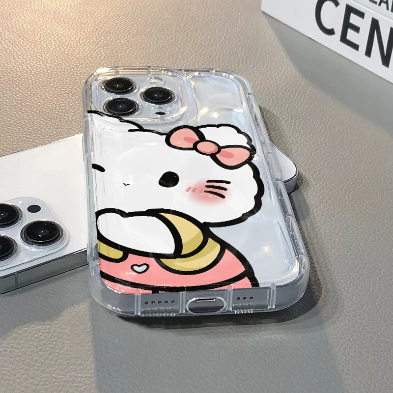 卡通可爱凯蒂猫适用苹果15华为/OPPO/VIVO荣耀全包透明防摔手机壳
