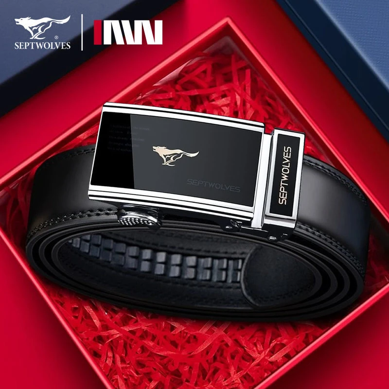 七匹狼皮带男士真皮自动扣腰带中青年正品高档时尚潮流百搭裤带