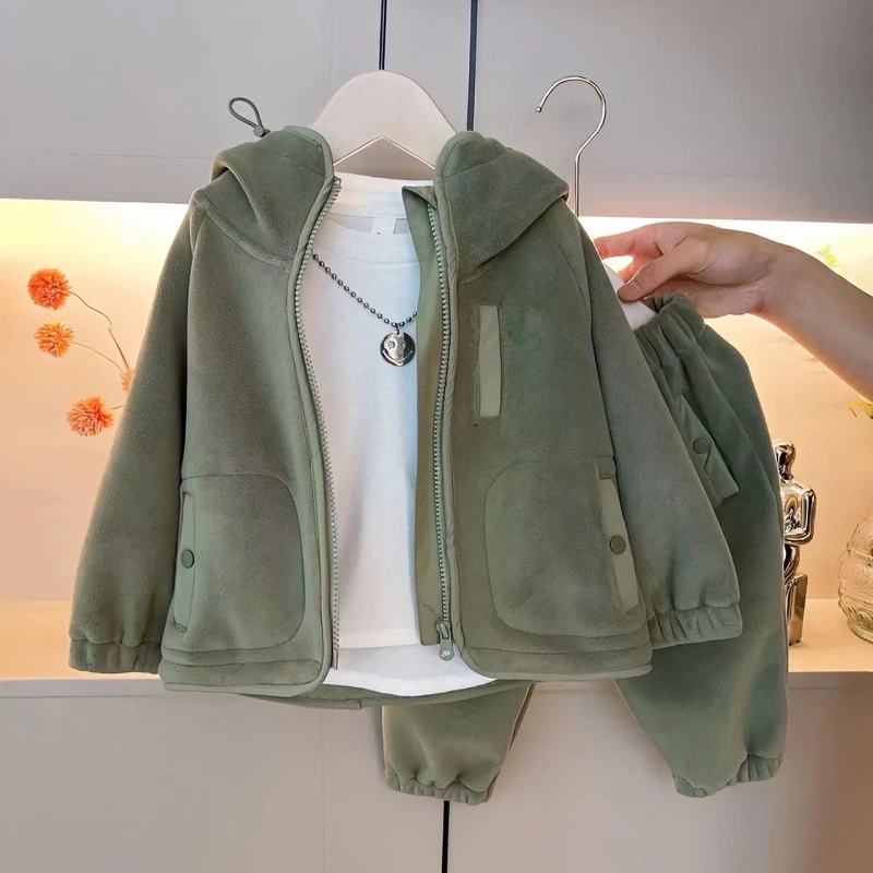 儿童秋冬套装秋季宝宝洋气时髦摇粒绒两件套休闲运动中小童装百搭