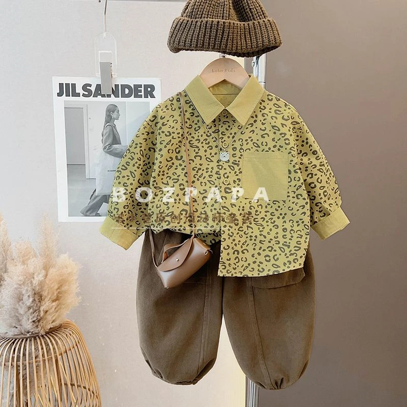 男童秋款衬衫套装新款男宝宝衬衫中小童洋气韩版休闲两件套潮