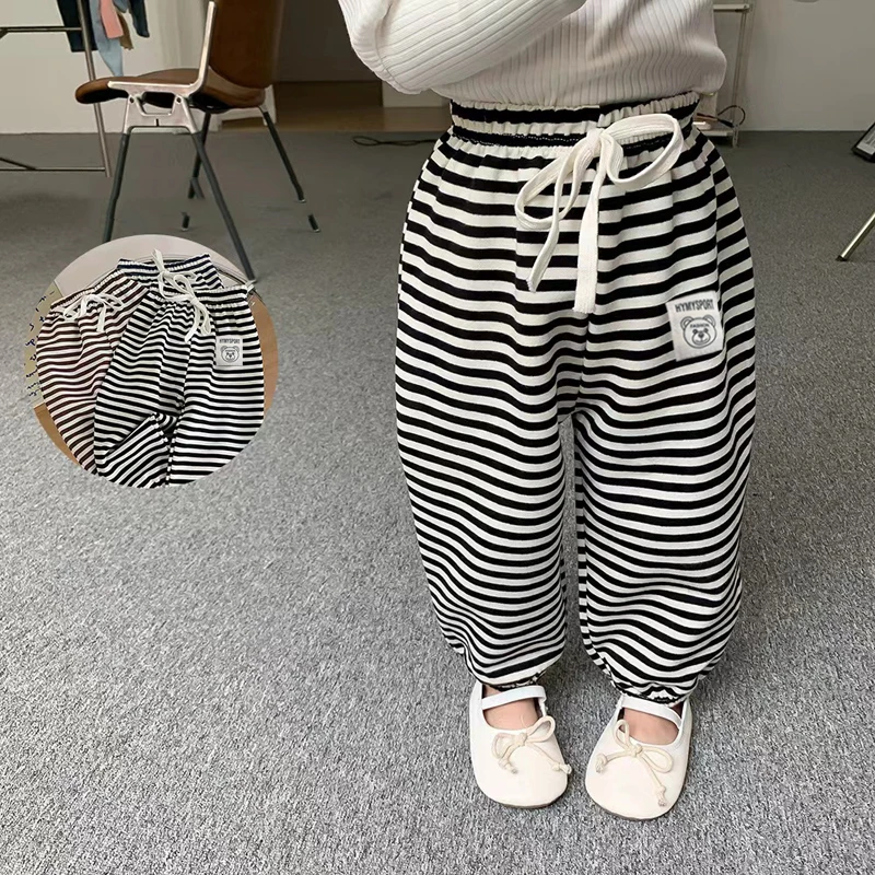 {淘旺童专属}儿童条纹裤子春秋款男童时尚条纹休闲裤宝宝韩版长裤