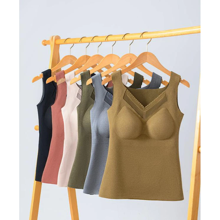 门店1&79升温暖肤~透气不闷免bar罩杯可拆卸模杯保暖背心女 R0179