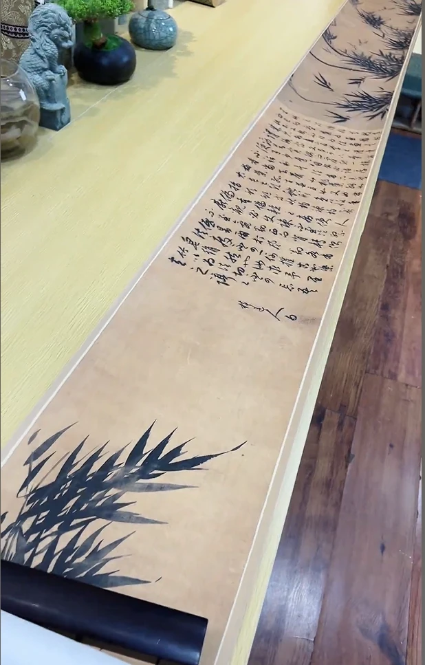 元 吴镇 墨竹卷 竹石26X518.9cm -CJ 台北故宫