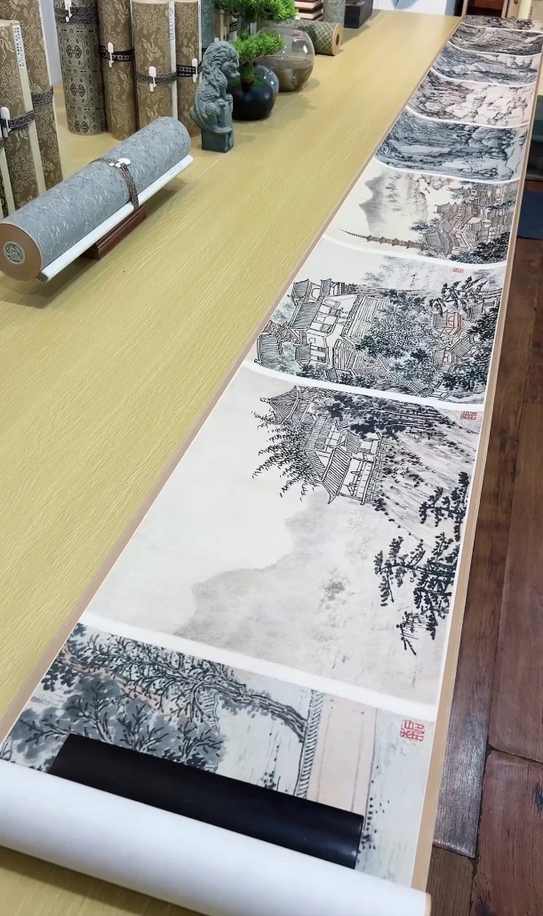 明沈周虎丘十二景图纸本 山水553.78x31.1cm-CJ 克利夫兰