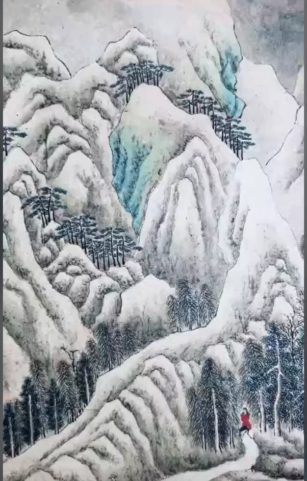 明 文徵明 关山积雪图 纸本 山水517.21X25.3cm-CJ 台北故宫