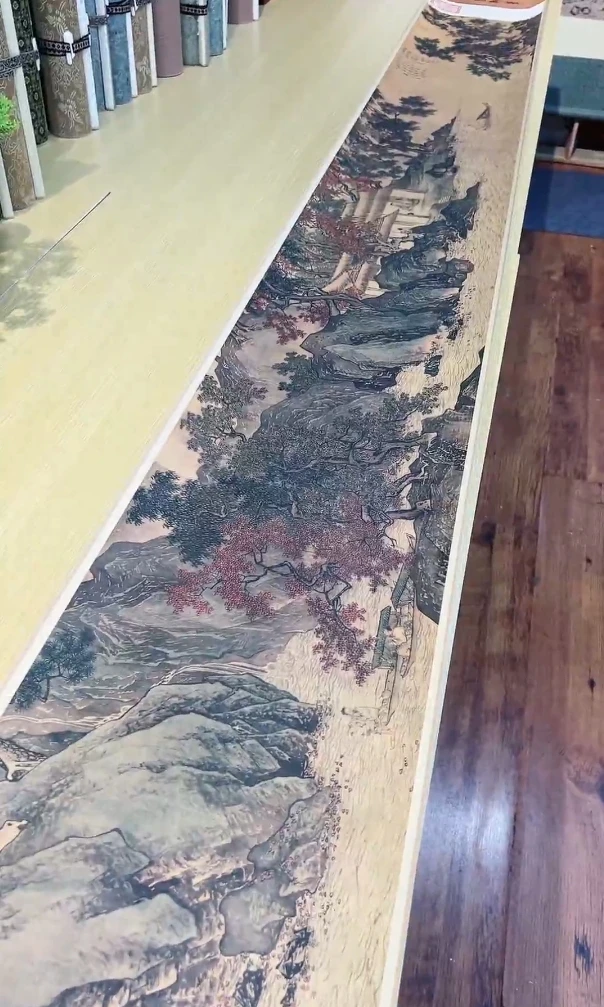 明唐寅溪山渔隐图(全卷)纸本山水617.9x29.22cm-CJ台北故官