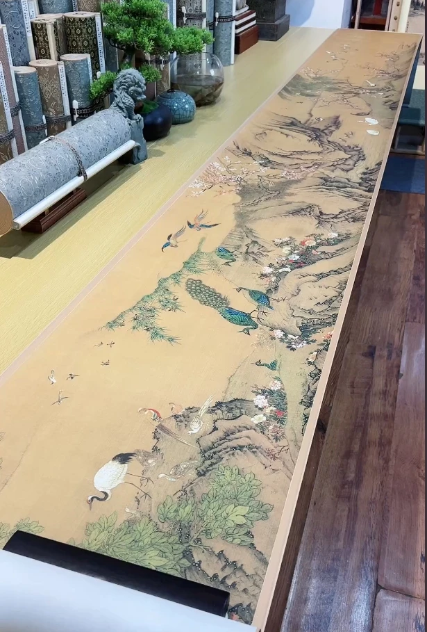 清 沈铨 百鸟朝凤图 花鸟926.19 x40cm-CJ 私人收藏