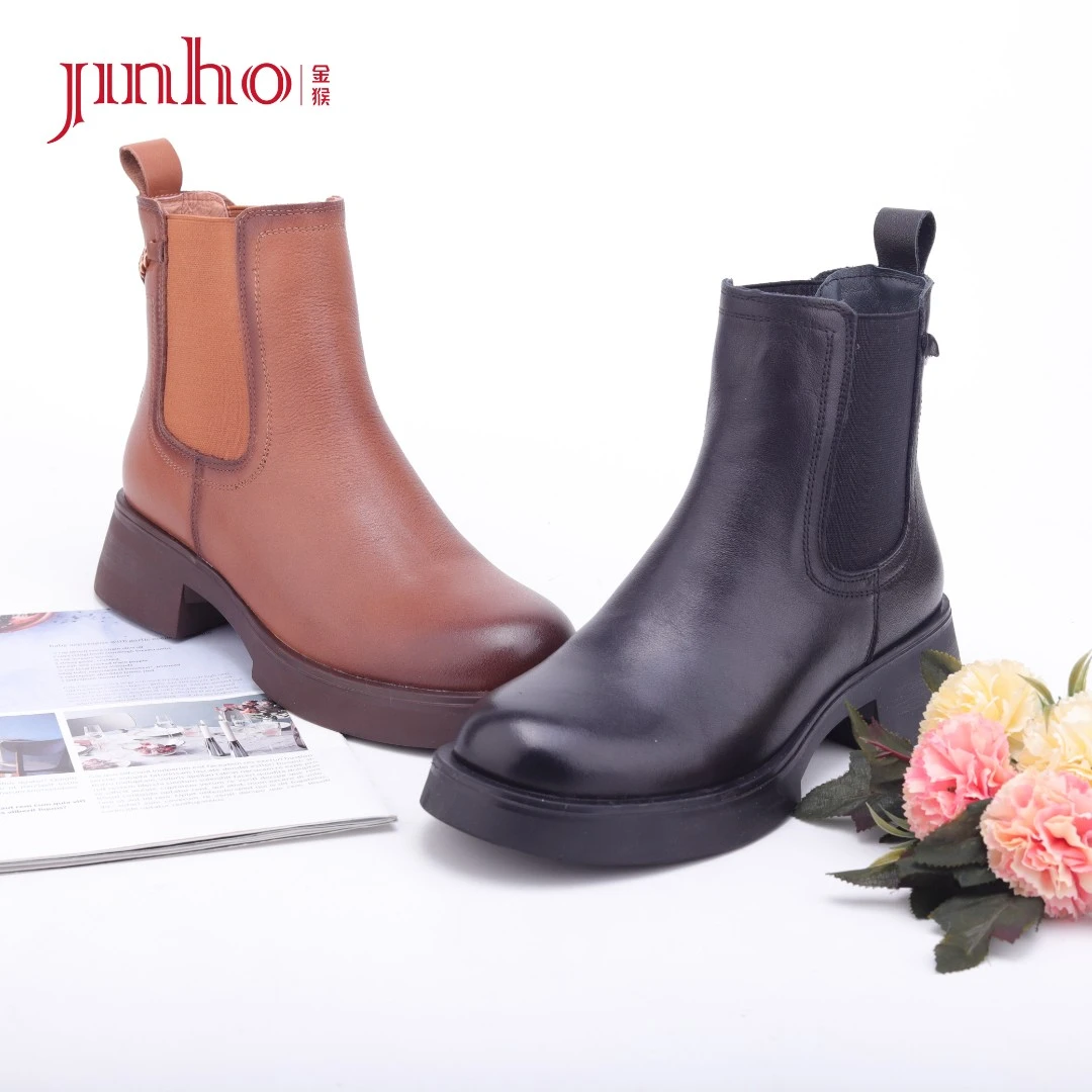 Jinho/金猴加绒厚底时尚百搭英伦风复古秋冬切尔西女靴，4801923