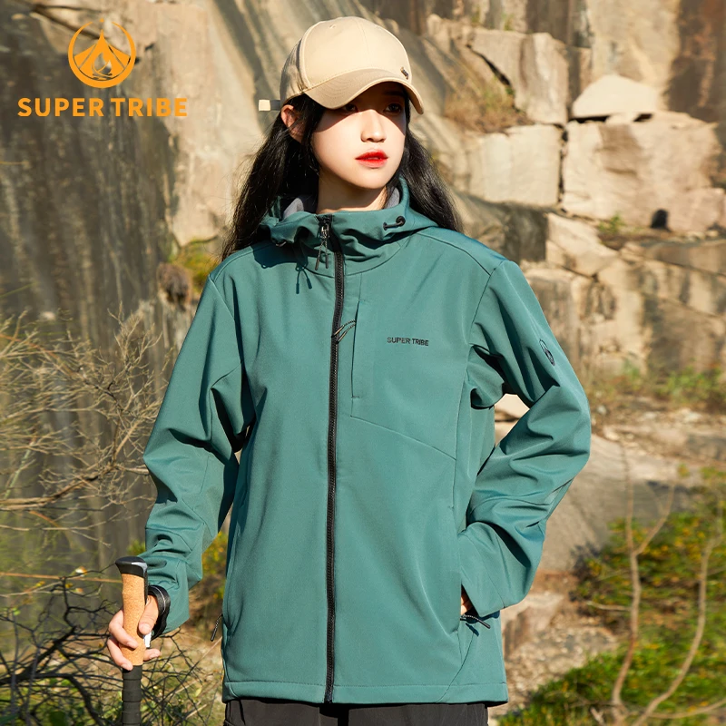 SUPER TRIBE/优势部落户外运动防水冲锋衣防风修身连帽保暖软壳