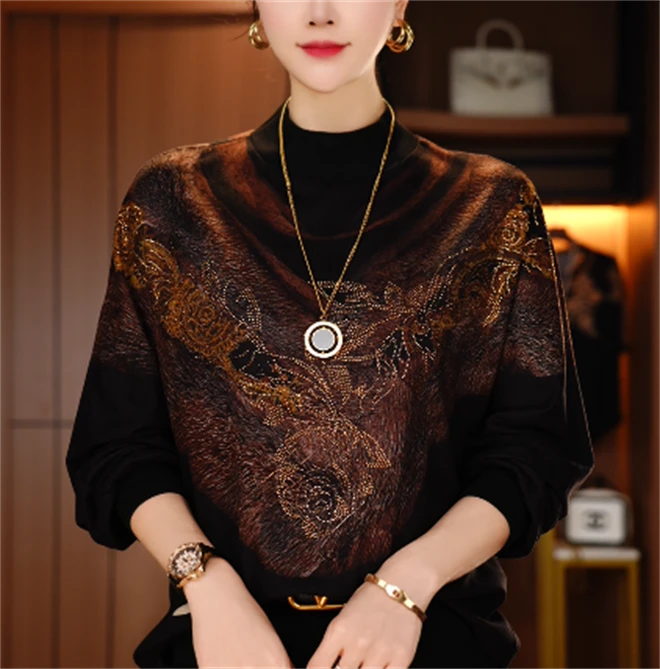 诺诗 新款澳绒洋气显瘦优雅轻奢气质百搭长袖小衫V24M0338